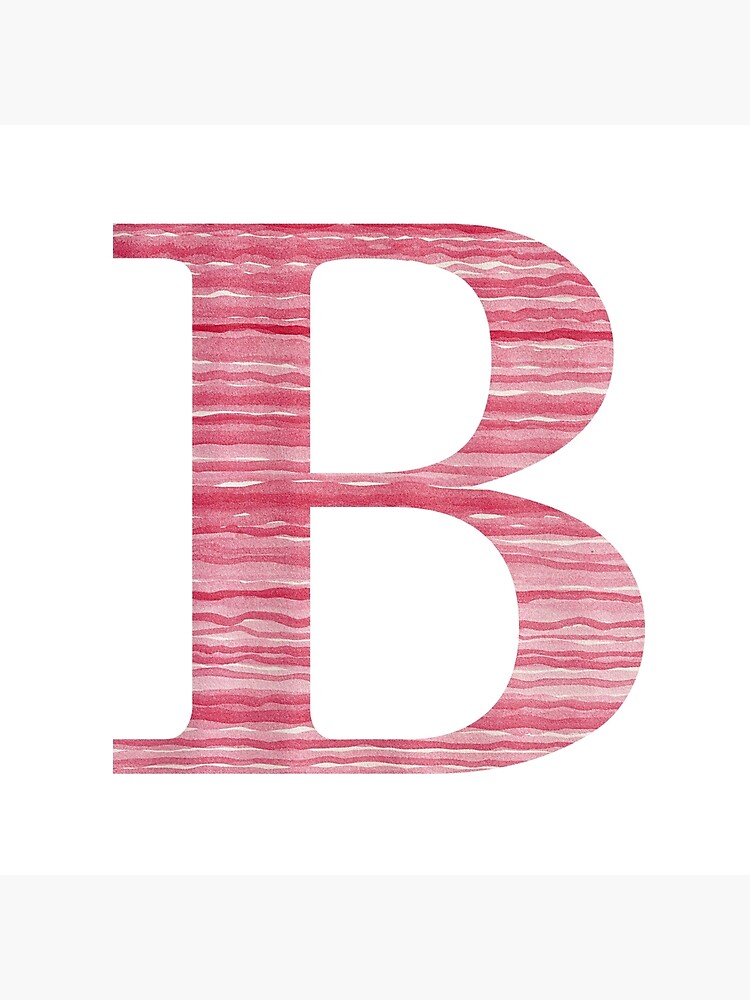 Letter B Red Watercolor Stripes Initial Monogram by theartofvikki