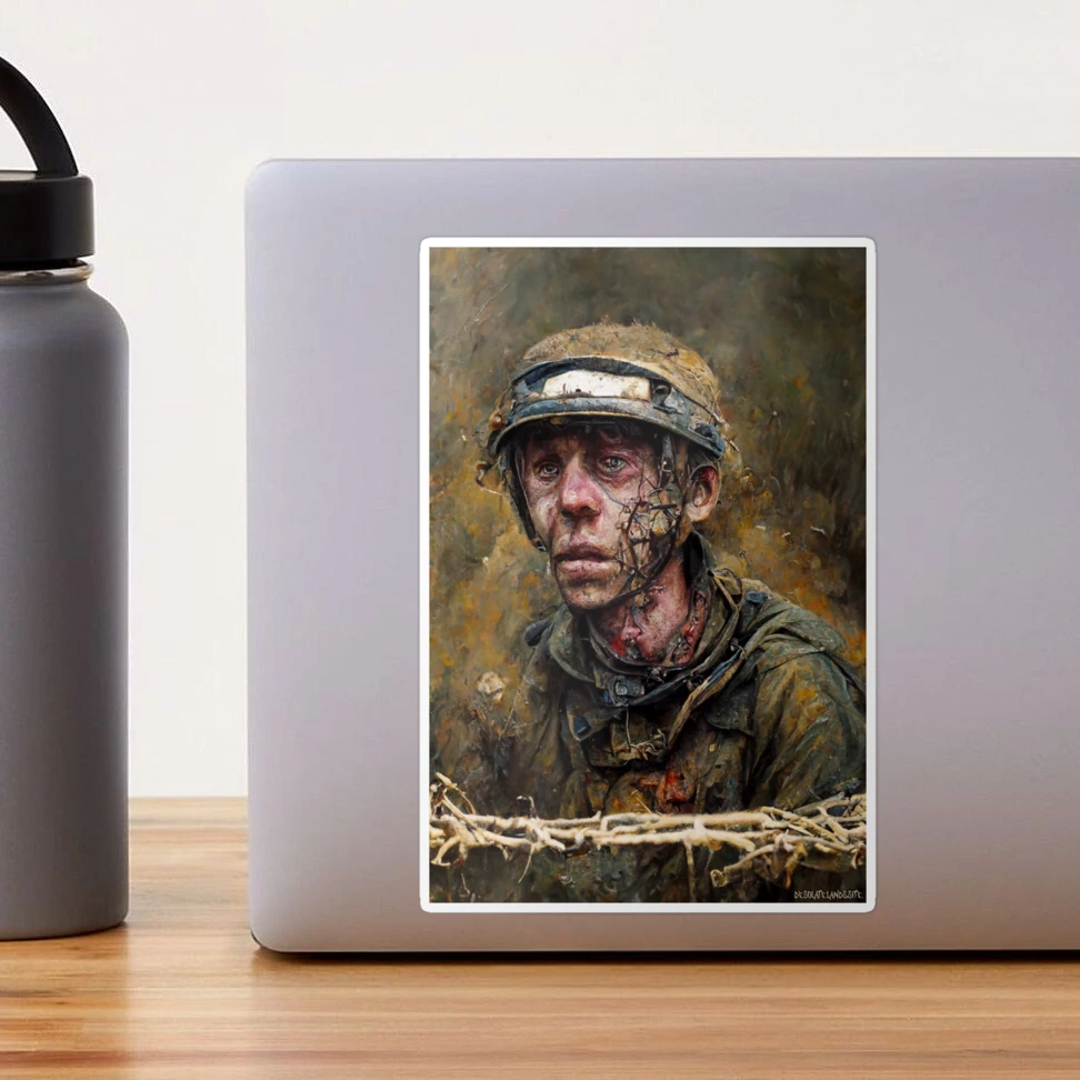 Shell Shocked Decaying Soldier Painting Sticker for Sale by