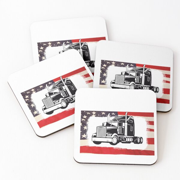 Item preview, Big Rig With American Flag Border designed and sold by tomorrowsart.