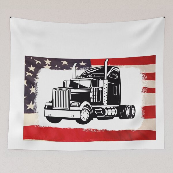 Item preview, Big Rig With American Flag Border designed and sold by tomorrowsart.