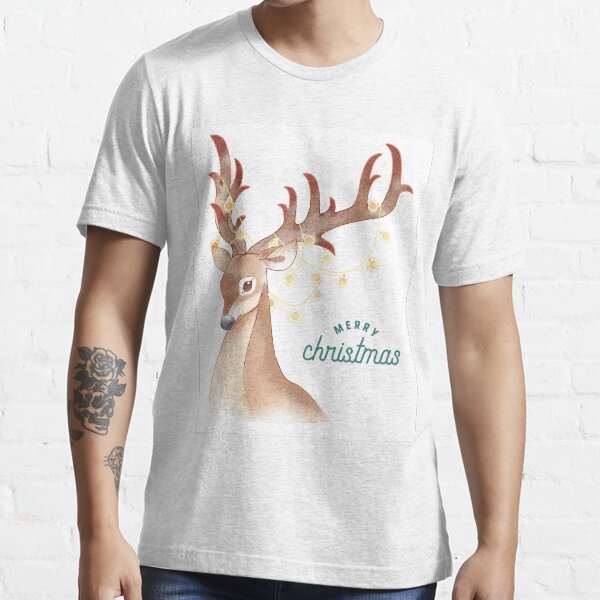 T-shirt Manches Courtes Imprimé Cerf De Noël 3D - Cadeau Fun Pour Les Fêtes - Taille S à 5XL