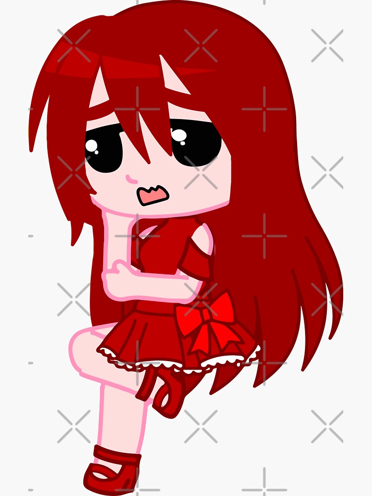 Gacha Girl With Red Dress Gacha Life Art Vinyl Sticker 