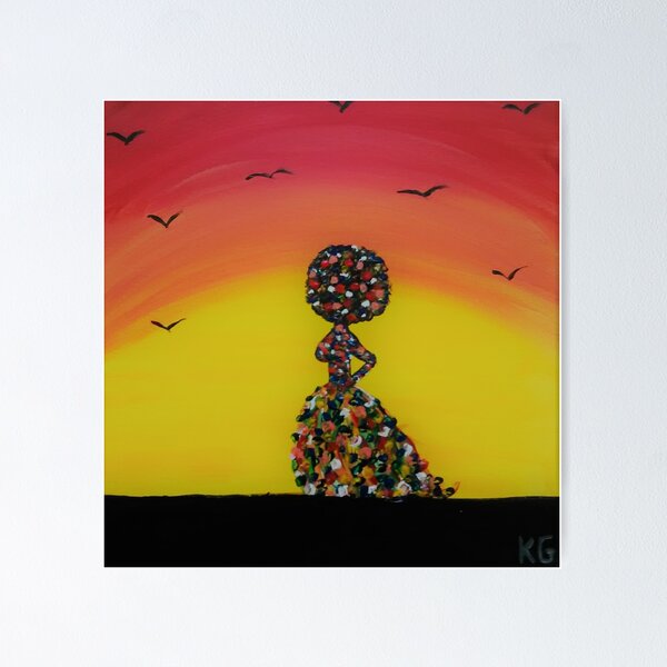 Item preview, Afro Woman Sunset Florals designed and sold by Kamira Gayle.