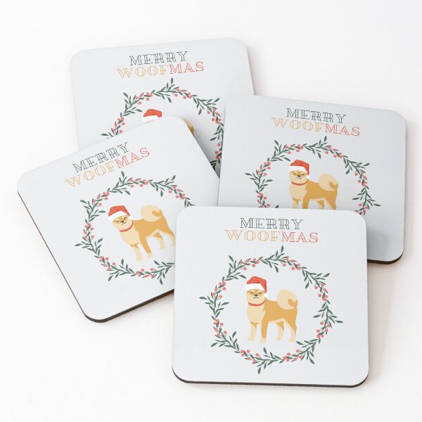 Item preview, Merry Woofmas with Santa Shiba Inu designed and sold by SeasonalDogs.