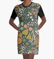 Botanical Sketchbook M+M Navy by Friztin Graphic T-Shirt Dress