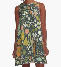 Botanisches Skizzenbuch M + M Navy von Friztin A-Linien Kleid