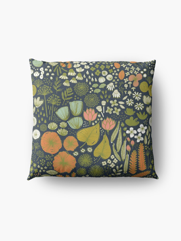 Alternate view of Botanical Sketchbook M+M Navy by Friztin Floor Pillow