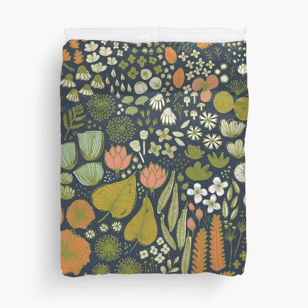 Botanical Sketchbook M+M Navy by Friztin Duvet Cover