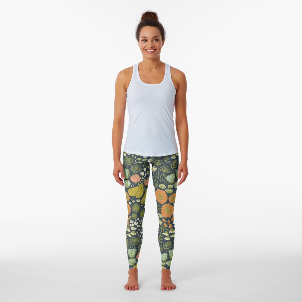 Botanical Sketchbook M+M Navy by Friztin Leggings