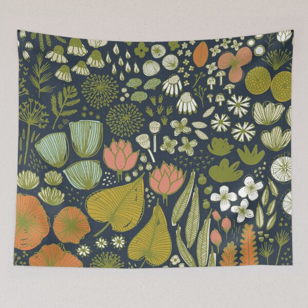 Item preview, Botanical Sketchbook M+M Navy by Friztin designed and sold by friztin.