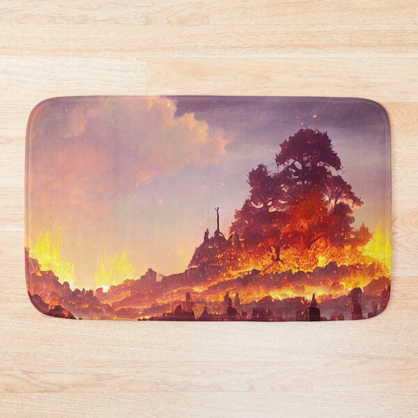 Item preview, Mountain of Fire and Flames -  4K Wallpaper Landscape of Volcano Lava Fire and Flames, Pyro designed and sold by Fregoulix.