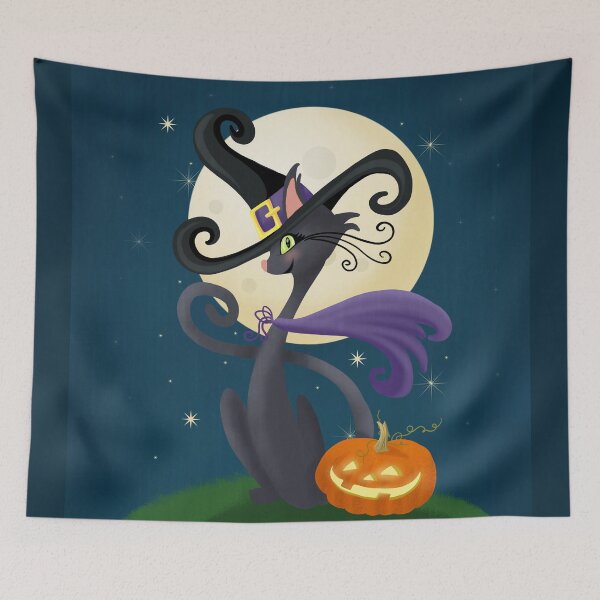 Item preview, Bewitching Halloween Black Cat designed and sold by BunnyThePainter.