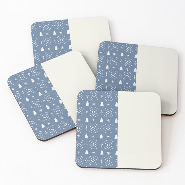 Item preview, White Vertical Split and Christmas Trees on Slate Blue designed and sold by HiddenPuppets.