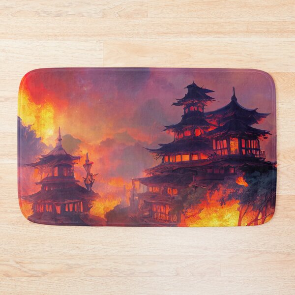 Item preview, Temple of Fire and Flames -  4K Wallpaper Landscape of Volcano Lava Fire and Flames, Pyro designed and sold by Fregoulix.