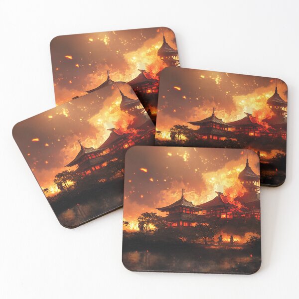 Item preview, Burning Temple -  4K Wallpaper Landscape of Volcano Lava Fire and Flames, Pyro designed and sold by Fregoulix.