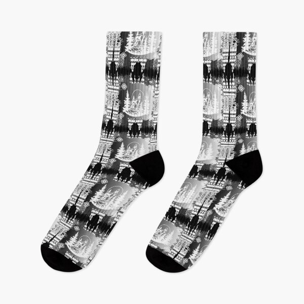 Item preview, Wolf Howling With Tribal Symbols Pattern In Black And White Aztec Design designed and sold by handsoftime2020.