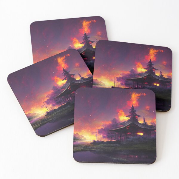 Item preview, The Last Firebender Shrine -  4K Wallpaper Landscape of Volcano Lava Fire and Flames, Pyro designed and sold by Fregoulix.