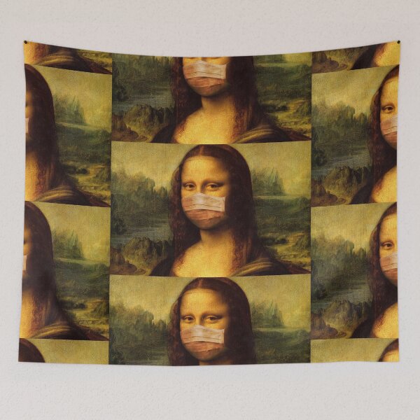 Item preview, Fine Art Painting | The Mona Lisa with Face Mask | Leonardo da Vinci. designed and sold by NostalgicLatin.