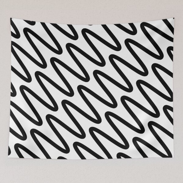 Item preview, Black and White Minimal Diagonal Zigzag Stripe Pattern designed and sold by All-Black-White.
