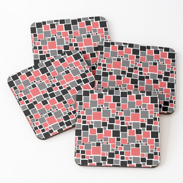 Item preview, Red Gray Black and White Funky Retro Mosaic Square Pattern designed and sold by All-Black-White.