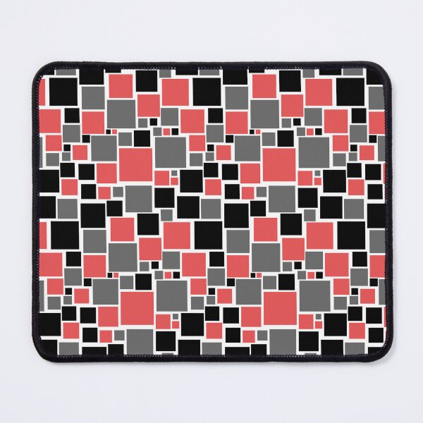 Item preview, Red Gray Black and White Funky Retro Mosaic Square Pattern designed and sold by All-Black-White.