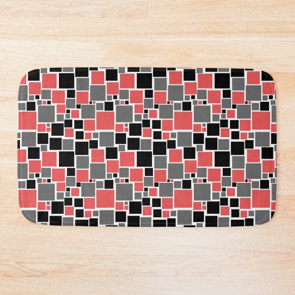 Item preview, Red Gray Black and White Funky Retro Mosaic Square Pattern designed and sold by All-Black-White.