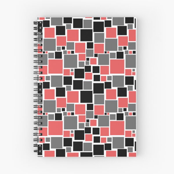 Item preview, Red Gray Black and White Funky Retro Mosaic Square Pattern designed and sold by All-Black-White.