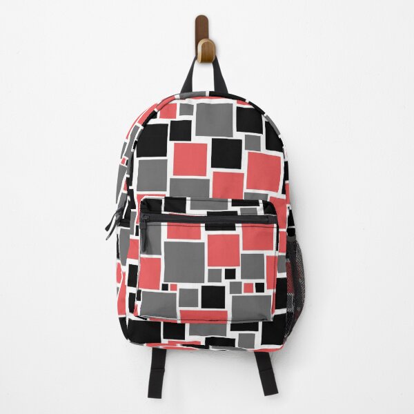 Item preview, Red Gray Black and White Funky Retro Mosaic Square Pattern designed and sold by All-Black-White.