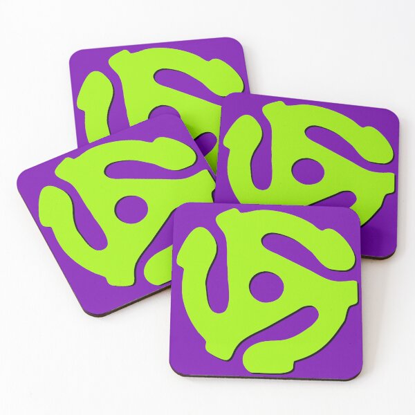 Item preview, Retro music lovers 45 rpm record adapter, neon green, purple designed and sold by Glimmersmith.