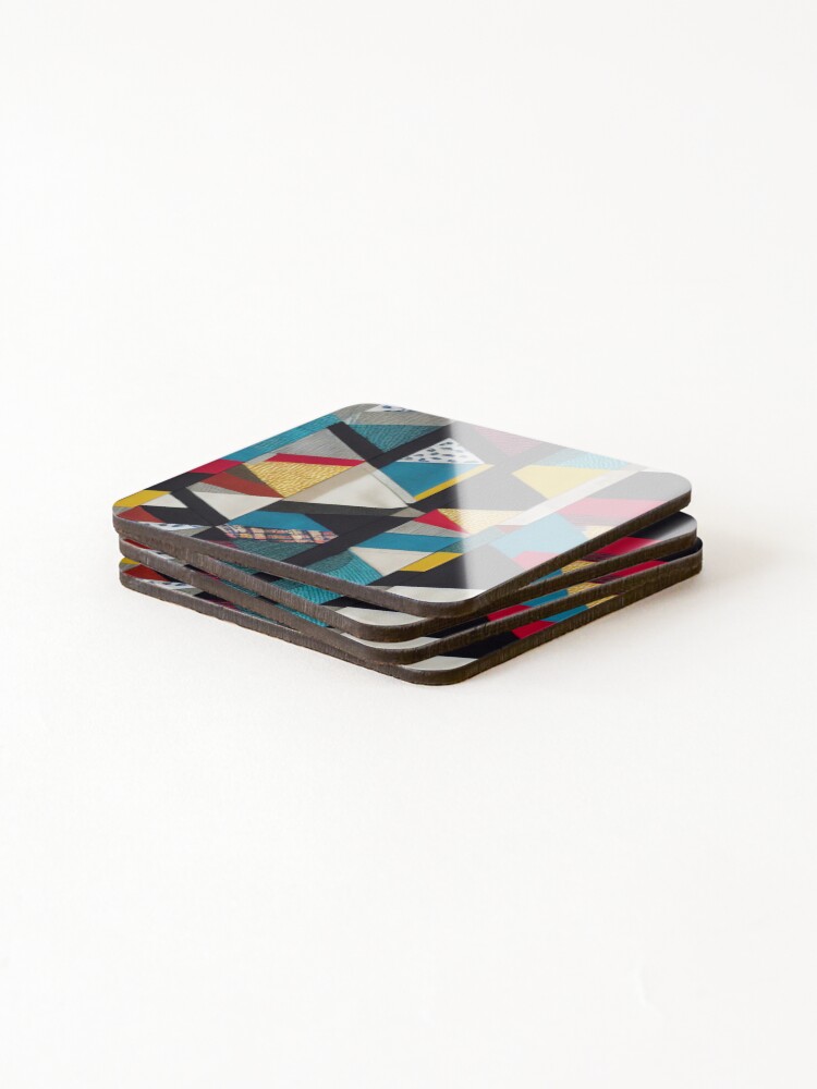 Thumbnail 4 of 5, Coasters (Set of 4), Colorful Patchwork Triangles designed and sold by BuraxisDesigns.