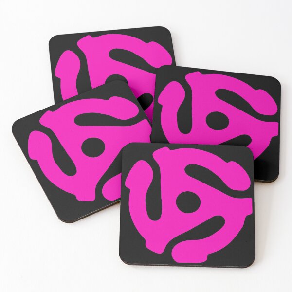 Item preview, Retro 45 rpm record adapter for music lovers, neon pink and black designed and sold by Glimmersmith.