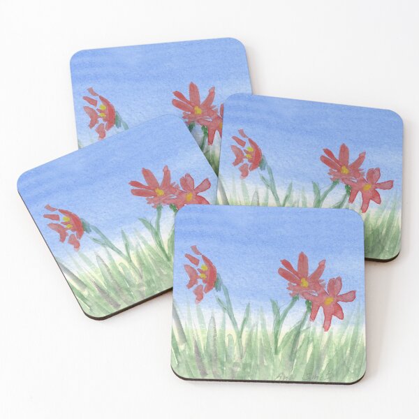 Item preview, Three Red Flowers in Grass designed and sold by designs-by-ann.