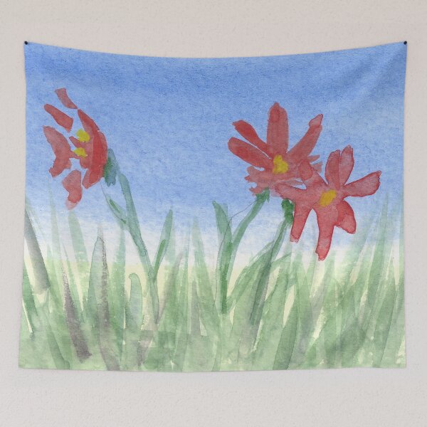 Item preview, Three Red Flowers in Grass designed and sold by designs-by-ann.