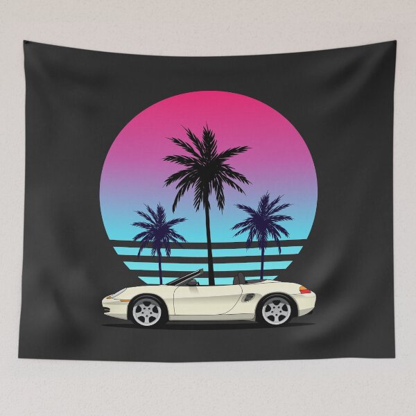 Item preview, Porsche 986 Boxster White Miami Vice classic illustration designed and sold by blackdogshop.