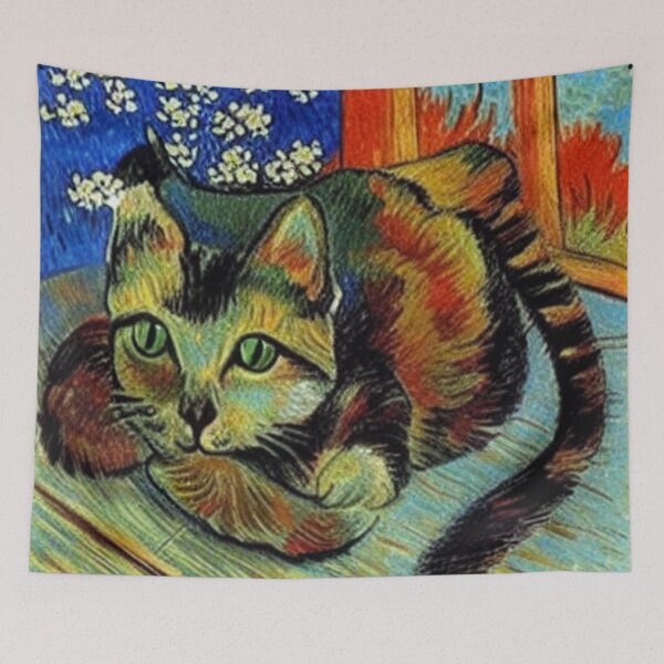 Item preview, Cat - Vangogh style designed and sold by Ashley Lustful.