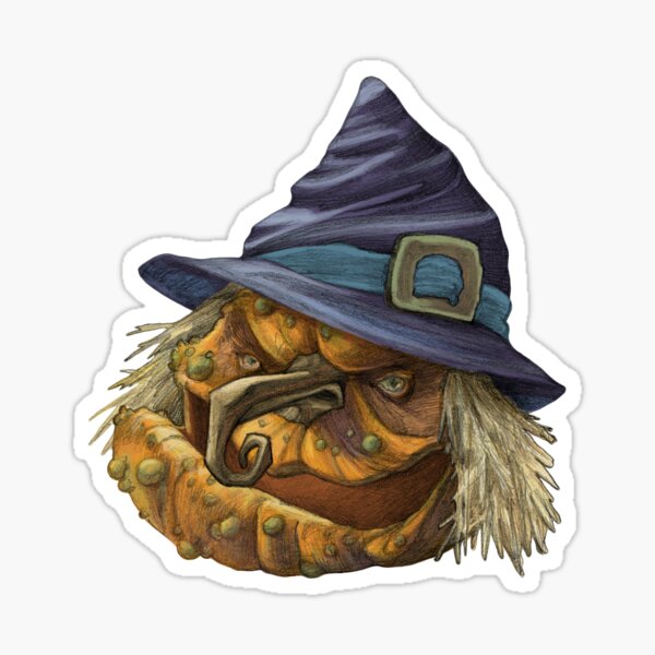 Ugly Pumpkin Witch Sticker