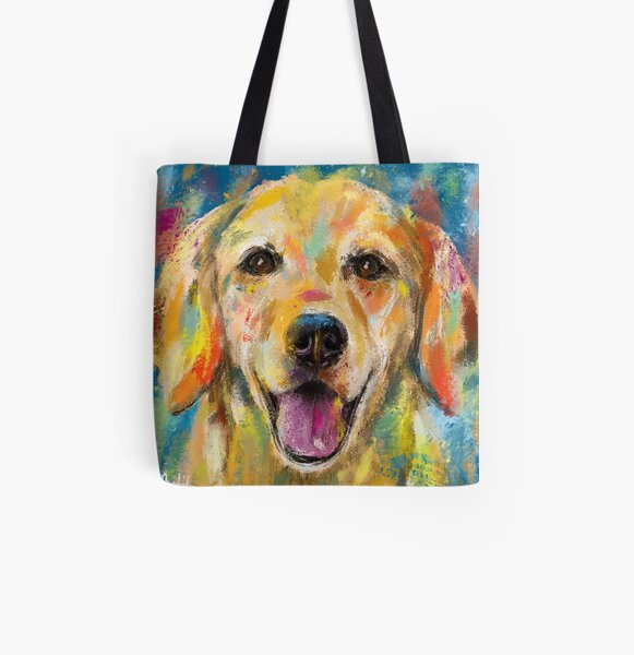 12x15-10 Golden Retriever canvas messenger bag Smiling Cute Dog Cartoon Style I Heart My Pet Theme for Animal Lovers canvas beach bag Blue and Orange