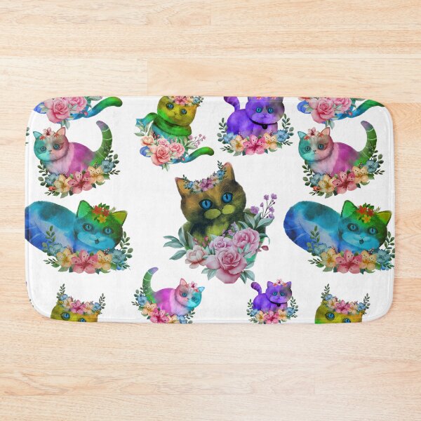 Item preview, cute kitten water colour cats sitting on a bed of flowers - seamless pattern designed and sold by AspectArtWorks.