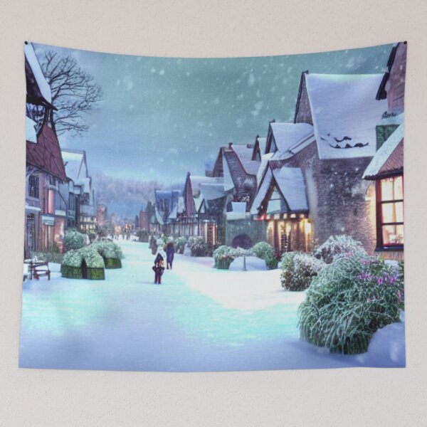 Item preview, A pretty village in the snow designed and sold by BerylBez.