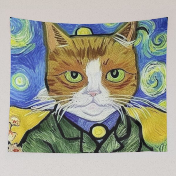 Item preview, Cat - Vangogh style designed and sold by Ashley Lustful.