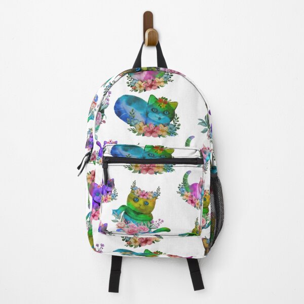 Item preview, cute kitten water colour cats sitting on a bed of flowers - seamless pattern designed and sold by AspectArtWorks.