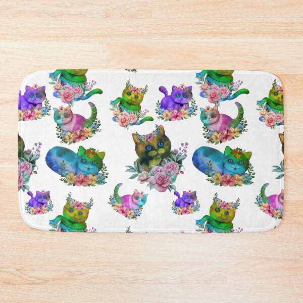 Item preview, cute kitten water colour cats sitting on a bed of flowers - seamless pattern designed and sold by AspectArtWorks.
