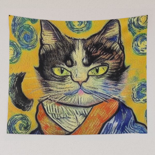 Item preview, Cat - Vangogh style designed and sold by Ashley Lustful.