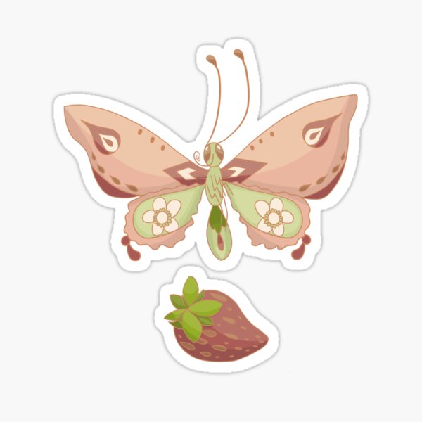 Cottagecore Strawberry butterfly Sticker