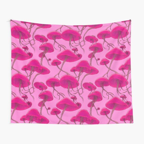 VINTAGE SHROOMS - Pink #745111 Tapestry