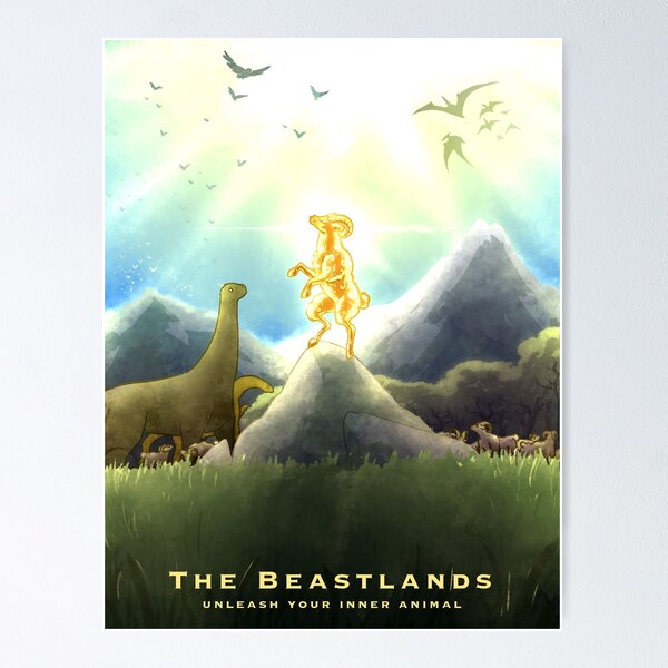 Item preview, Beastlands Travel Poster designed and sold by RWDPodcast.