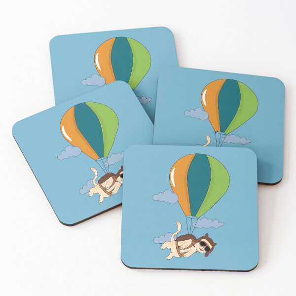 Item preview, Funny cat parachuting with an air balloon designed and sold by atedesigns.