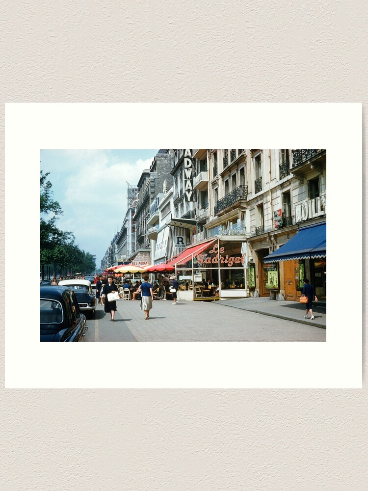 Paris, France busy streets, avenue des Champs-Elysees. Vintage