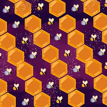 Artwork thumbnail, Space bee pattern by RangleTangle