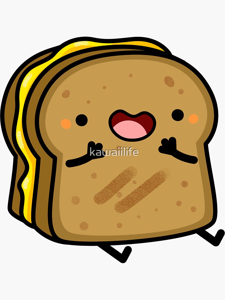 Kawaii Grilled Cheese Sandwich Sticker For Sale By Kawaiilife Redbubble